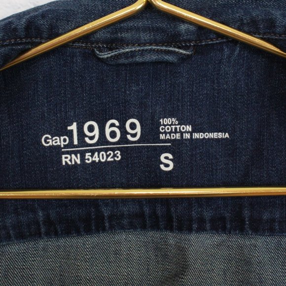 GAP 1969 Dark Washed Blue Denim Cotton Collared Jacket Size Small - Picture 4 of 8